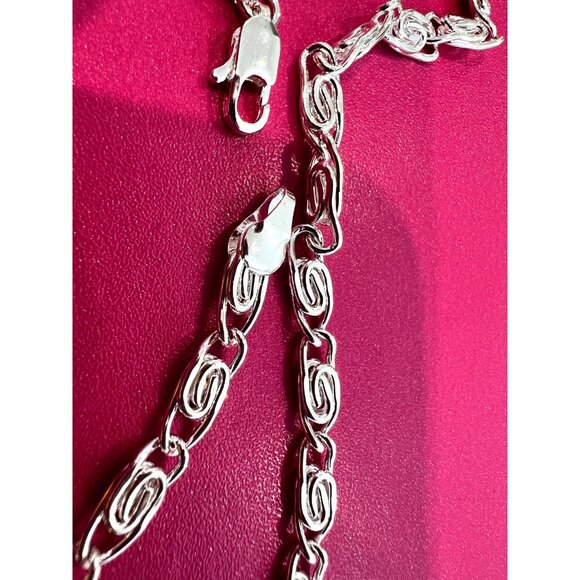 Silver Plated Metal Necklace 17.5 in & Bracelet 7.5 in, Unisex Set of 2 NEW - Picture 8 of 11